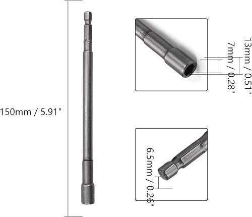 Miniatura 2 de Bettomshin Broca de cambio rápido de 14 de pulgada con vástago hexagonal de 0.276 in, 5.906 in de longitud, métrica con magnética, 1 unidad