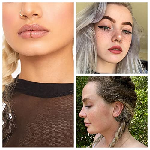 14k Gold Septum Rings Hoop for Women Men, 16G/18G/20G Nose Rings, 6mm/8mm/10mm Gold Cartilage Hoop for Helix, Rook, Daith, Tragus Body Piercing Jewelry2