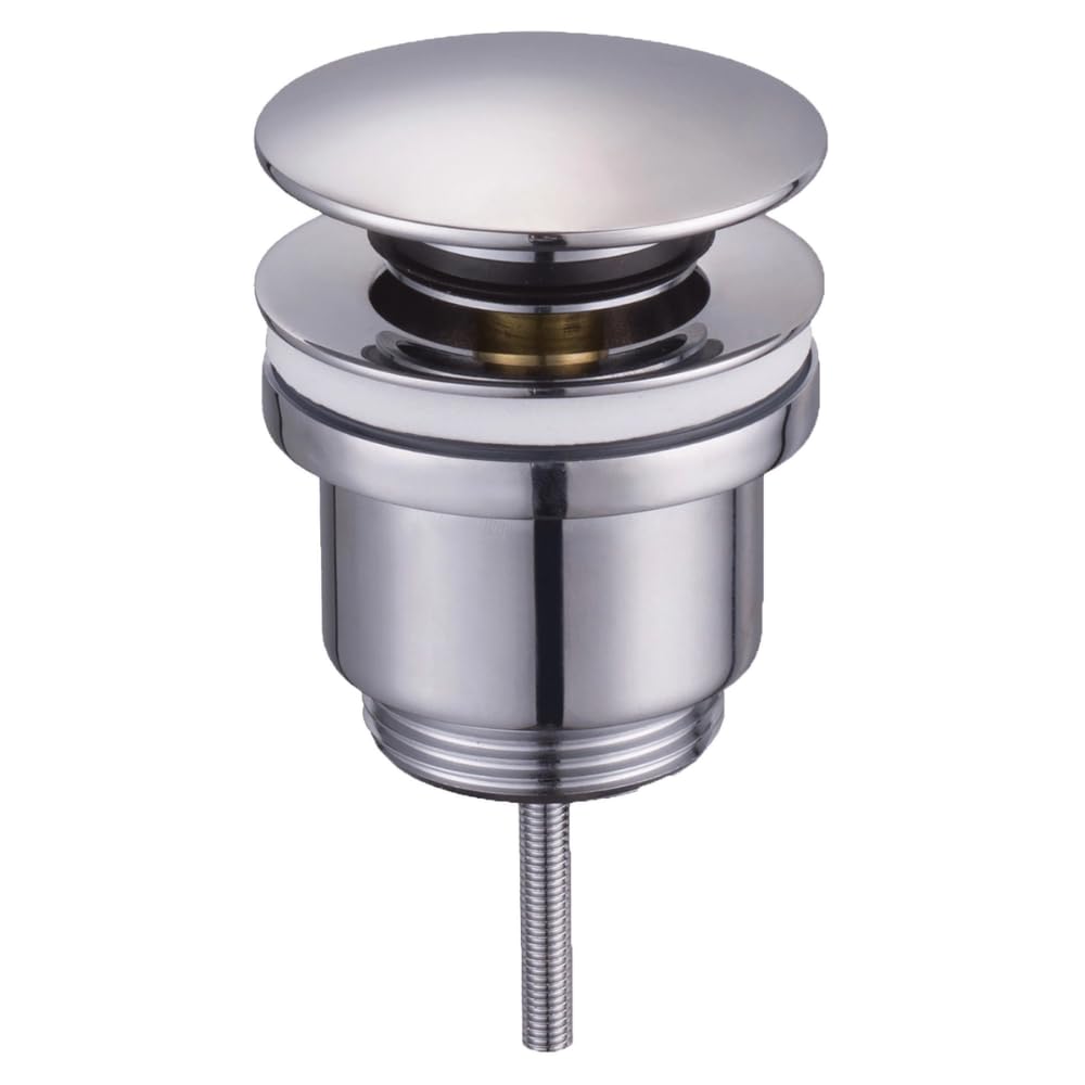 Schläfer 4051100 - Piletta di scarico click-clack in Ottone Cromato Misure 1"1/4 universale con tappo tondo per Lavabo Bagno e Bidet, Tappo di Scarico 4051100 per Lavandino