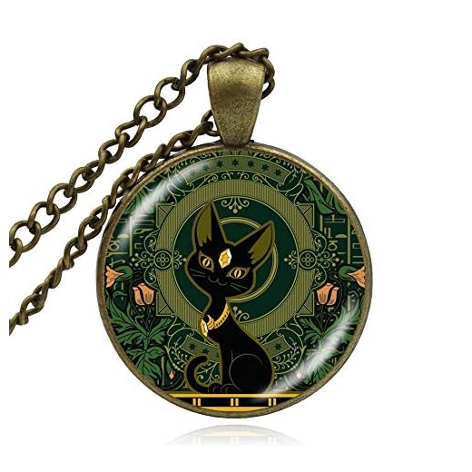 Forntida egyptisk katt gud halsband Egypten herre hänge handgjort glashalsband kvinnor man smycken amulett tillbehör