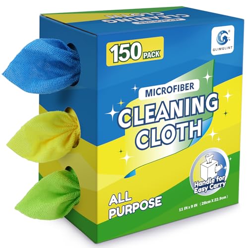 Image of GLIMGLINT Microfiber Cleaning Cloth 150 Pack, Reusable Paper Towels 11 x 9