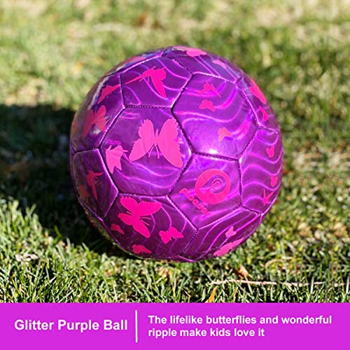 Picador PP Kids Soccer Ball, Sparkling Soccer Ball for Kids, Toddlers, Children, Boys, Girls, School, Kindergarten, Student, Baby Gift (Purple) - Thumbnail 2