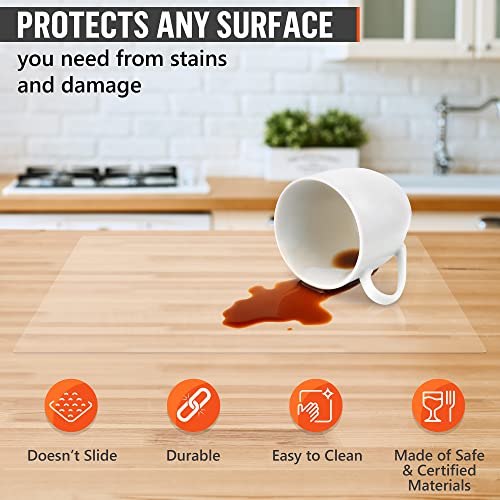 Сlear Plastic Placemats Set Of 4 - Table Protector For Dining Room Table, Kitchen Counter, Office Desk, Painting Table, Shelves - Multi-Use, Flexible, Durable, And Wipeable Plastic Sheets 18X12 Inch #TOP2