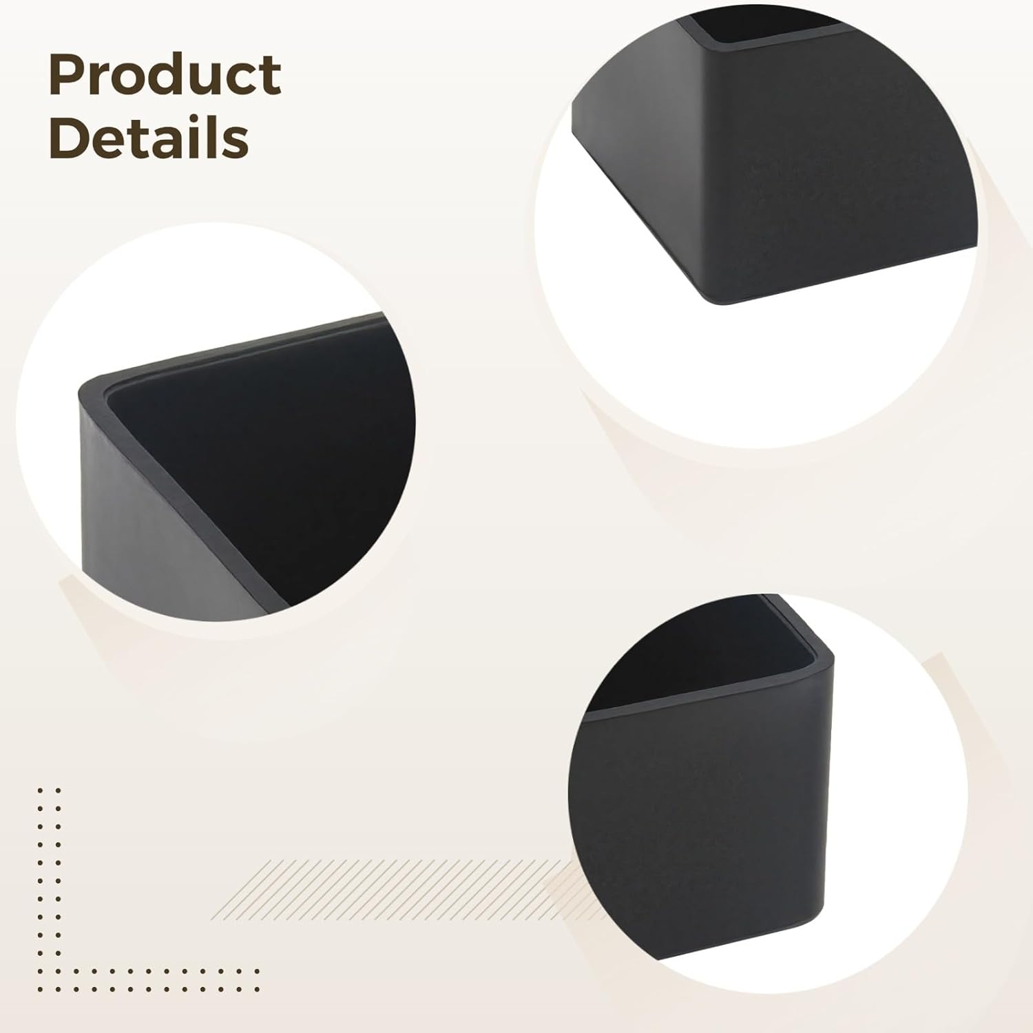 Black Square Chair Leg Caps, 50 Pcs, 0.98 in PVC, 0.9 in Furniture Foot Protectors, Chair Leg Tips Cover