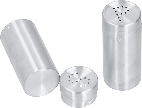 Miniatura 7 de Juego de salero y pimentero, coctelera de especias de acero inoxidable, fácil de limpiar y rellenar, latas de condimento en polvo con tapa, diseño