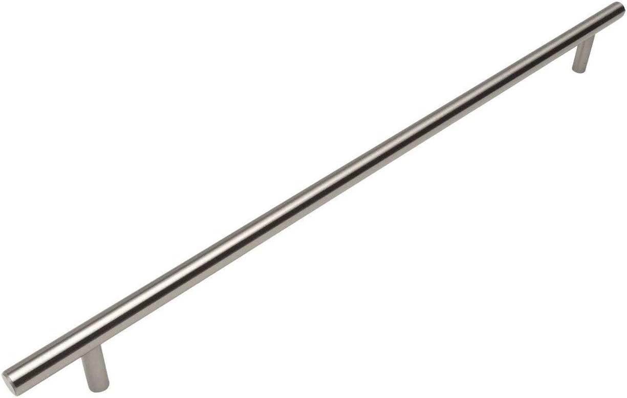 10 Pack - Cosmas 404-320SN Satin Nickel Solid Steel Construction 3/8 Inch Slim Line Euro Style Cabinet Hardware Bar Pull - 12-5/8" Inch (320mm) Hole Centers