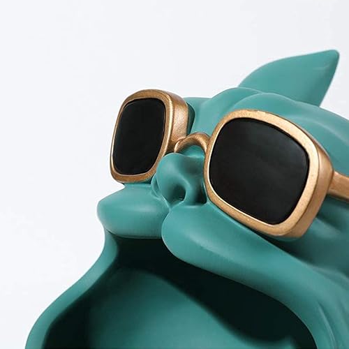 Caja de almacenamiento de estatua de perro de boca grande, estatua de perro, escritorio de reunión, bandeja de escultura para el hogar, sala de