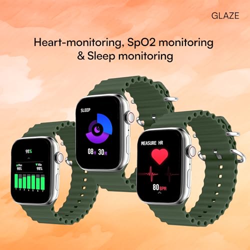 Image of HAPIPOLA Smart Watch Glaze 2 inchin HD Display | Bluetooth Calling IP67 Waterproof | Music Control Multi-Sport Modes | Health Monitor Supports Wireless Charging (Green)