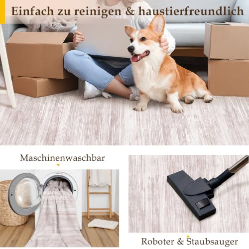 PureCozy Teppich Wohnzimmer 140x200cm Rosa Waschbar Groß Carpet – Ansicht 4