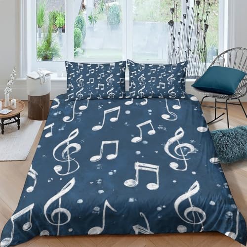 Parure de lit notes musicales 3d housse de couette single 140x200 microfibre