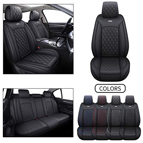 Yiertai Car Seat Covers Universal Fit Compatible With Versa Rogue Maxima Edge Sorento Escape Highlander Kia With Waterproof Faux Leather, Full Set, Black #TOP1