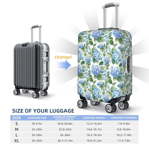 Blue Hydrangea Flowers Watercolor Elastic Travel Luggage Covers Dustproof Scratch-Resistant Suitcase Protector Fit 22-24 Inch4