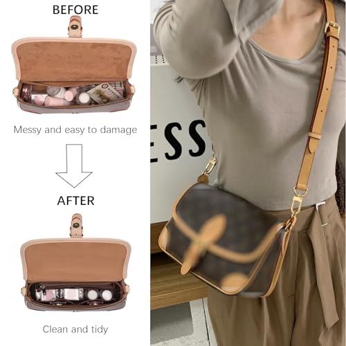 Lckaey Purse Organizer for new Diane stick liner bag storage and sorting bag Felt Insert Y082-coffee - Thumbnail 5