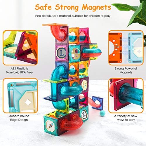 VATOS Magnetic Building Blocks for Kids X-Large 125PCS, STEM Educational Magnet Construction Toys Game for Boys and Girls, Magnetic Pipeline Building Tiles Creative Gift for Toddlers age 3 4 5 6 7 8