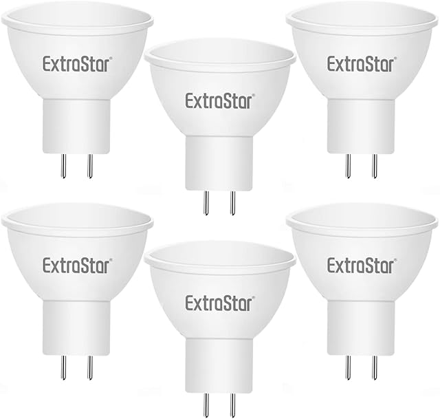 EXTRASTAR 6W MR16 LED Bulbs, 12 Volt, Equivalent to 44W Halogen Spotlight, 540 Lumen, 6500K Cool White Daylight Light Bulb, Non-dimmable, Pack of 6