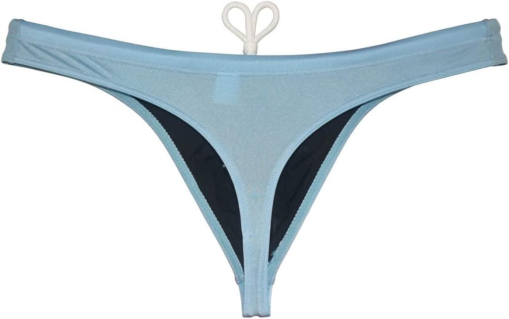 Men's Solid Swimwear Elastic & Drawstring Swim Thong Ice Silk Lining Body Bikini Swimsuit