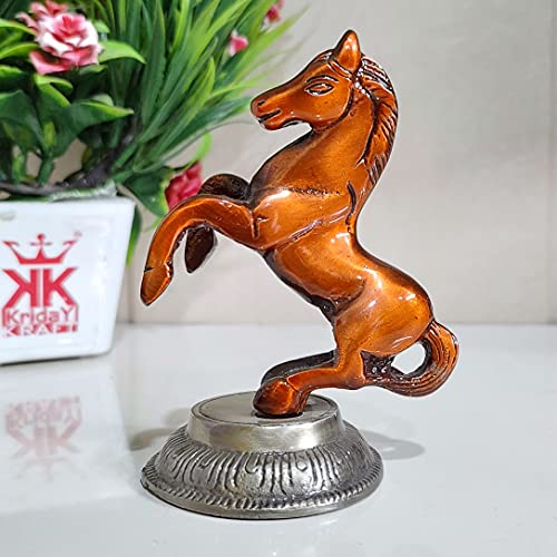 Image of KridayKraft Jumping Horse Metal Statue for Wealth Table Top Figurine for Living Room Bedroom Home Office Animal Decorative Showpiece Feng Shui Vanstu Sculpture for Gift Purpose. (Copper)