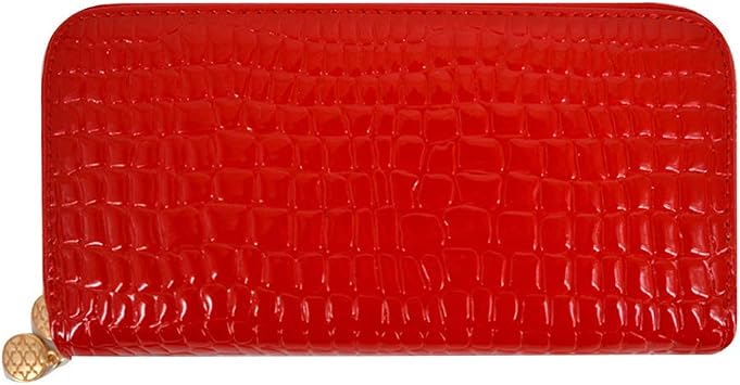 Aisi Women Patent Leather Clutch Wallet Phone Card Holder Organizer Ladies Purse Red
