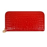 Women Patent Leather Clutch Wallet Phone Card Holder Organizer Ladies Purse &lpar;Red&rpar;