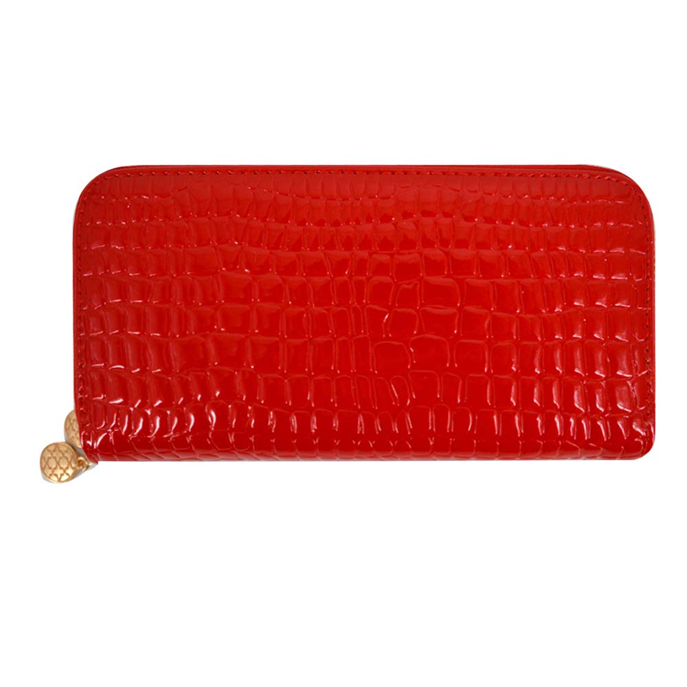 Aisi Cartera de piel de charol para mujer, organizador de tarjetas para teléfono, Rojo, Talla única, Cartera de mano