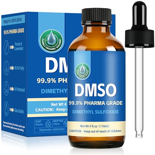 DMSO 99.9%, Pharmaceutical Grade Pure DMSO with Dropper in Glass Bottle, Non-diluted Dimethyl Sulfoxide Liquid, 4 fl oz