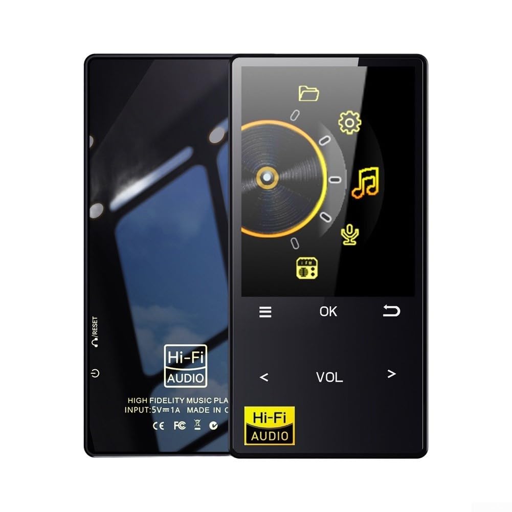 Reproductor de música HiFi, MP3 sin pérdidas con pantalla de 2.4 pulgadas integrada de 32 GB de memoria ampliable, accesorio de repuesto (32 GB + 32 GB integrados)