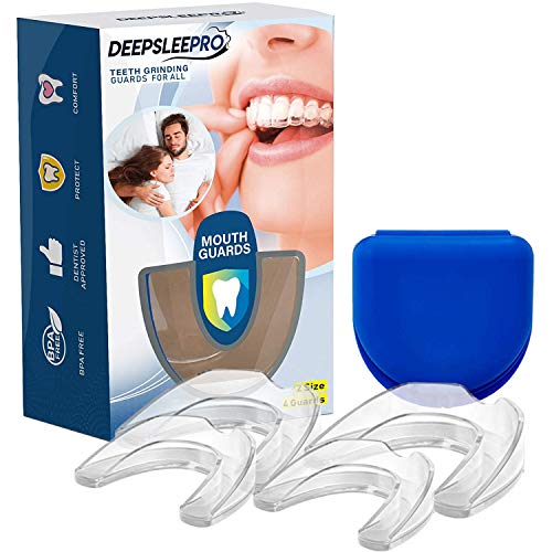 Mouth Guard for Teeth Grinding USA Designed Moldable For Clenching Bruxism Sport Athletic, Whitening Tray Pack of 4 (2 Sizes)