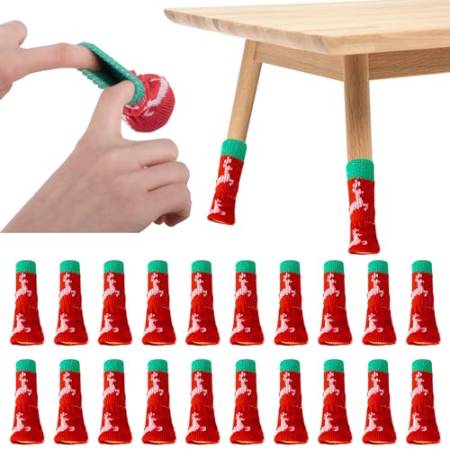 Rongxze Pack of 24 Christmas Furniture Socks, Knitted Furniture Feet, Chair Leg Protectors, Chair Legs, Non-Slip Furniture Shoes, Avoid Scratches and Noise, Suitable for Decoration at Festive Parties