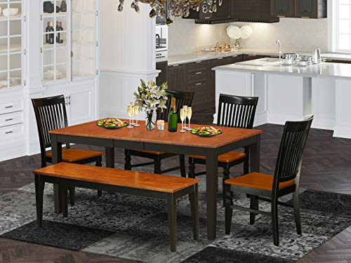 East West Furniture 6-Piece Cherry and Black Dining Set #TOP27