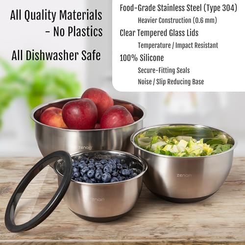 Zenairi Stainless Steel Mixing Bowls - Thumbnail 3