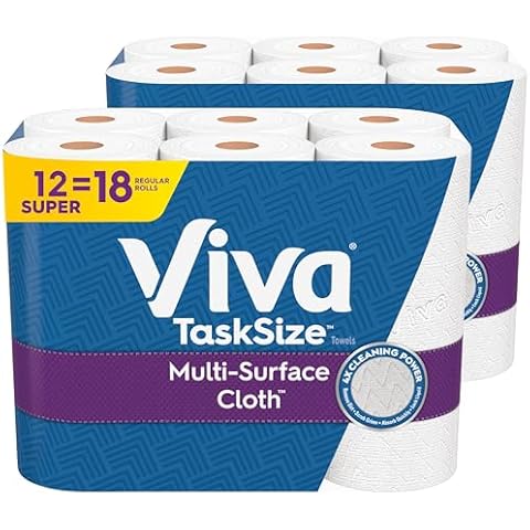 Viva Multi-Surface Cloth Paper Towels, Task Size - 12 Super Rolls (2 Packs of 6) - 81 Sheets Per Roll Cover