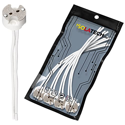 ISOLATECH 4pcs casquillo universal de cerámica para MR16 y GU5.3 base LED lámparas de ahorro de energía (max.250V/2A) bombillas hogar iluminación empotrada techo cocina baño resistente al calor