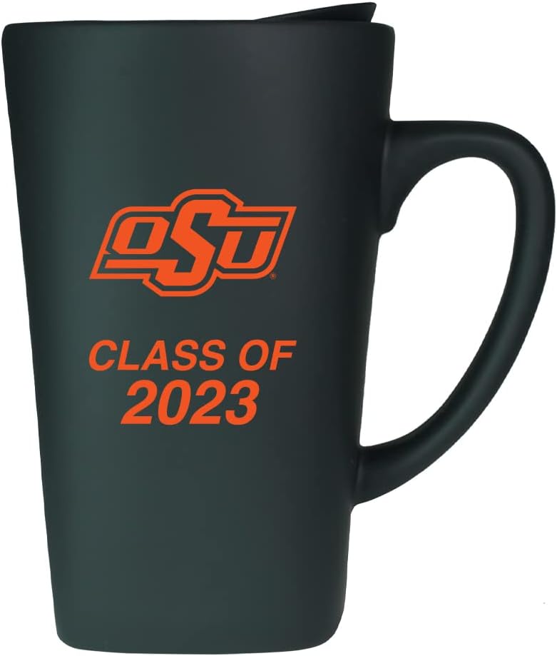 Oklahoma State University Class of 2023 16oz Soft Touch Ceramic Travel Mug with Lid - Black