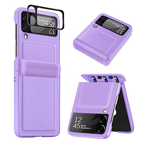 WOLAFOO für Samsung Galaxy Z Flip 3 Hülle mit Scharnierschutz, Z Flip 3 Hülle Stoßfeste Ultradünne Handyhülle rutschfeste Schutzhülle für Galaxy Z Flip 3 (Lila) Cover