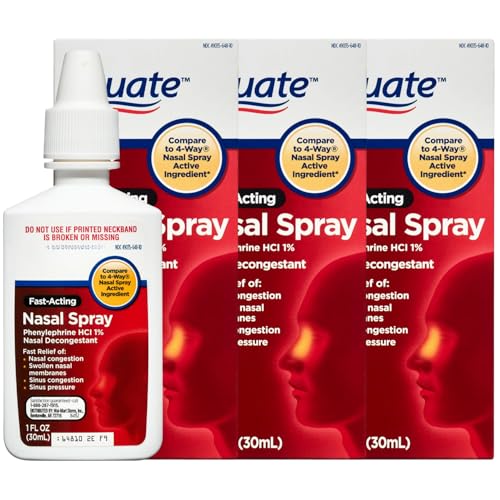 Nasal Four Spray Equate Nasal Decongestant 1 Fl Oz Pack of 3