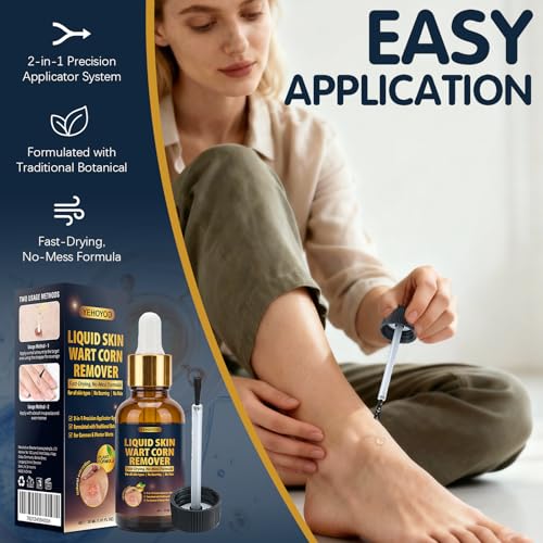 WoTeReVo Liquid Wart Remover – Extra Strength Wart Remover Liquid for Common & Plantar Warts, Fast-Acting Skin Wart Remover with Precision Brush & Dropper, No-Mess Topical Wart Solution 30ml Men - Thumbnail 4