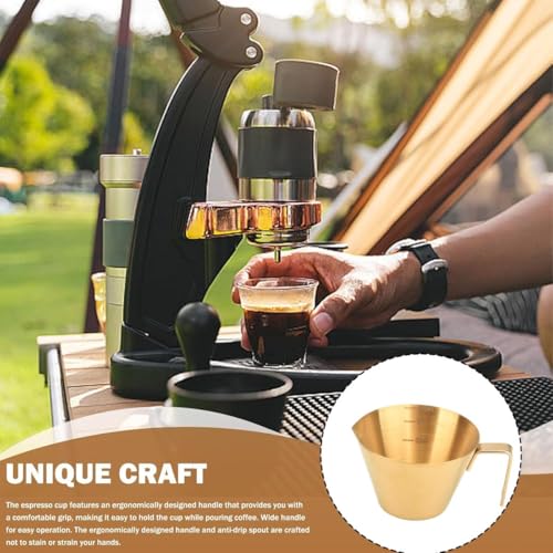 Image of NILKANTH 100ml / 3.4oz Espresso Measuring Cup - Gold Stainless Steel Shot Glass with Spout, Barista Tool for Coffee, Milk & Sauce Measurement