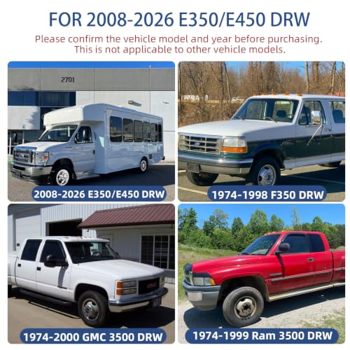 Image of 16 Wheel Simulators (2Pcs Front),8 Lug Polished Stainless Steel RV Hubcaps,Snap On Wheel Cover Compatible with1974-2000 GMC 3500, 1974-1998 Ford F350, 2008-2026 E350 /E450 DRW, 1974-1999 Dodge Ram 3500