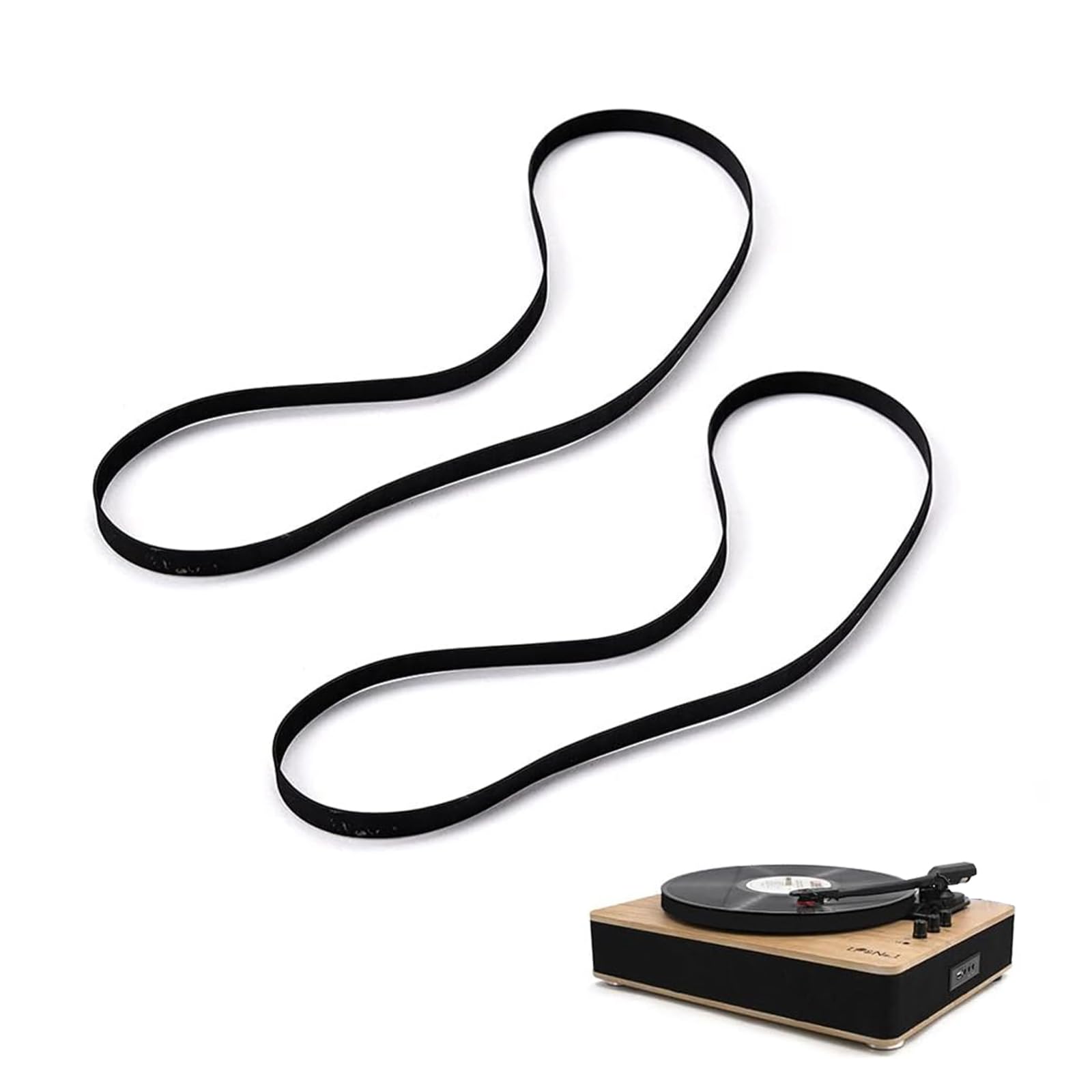 Courroie d'entraînement de Platine Vinyle Noire, Lot de 2 Courroies de Platine Noires en Caoutchouc de 200 mm pour Tourne-disques, adaptées à Tous Les Types de platines à Courroie