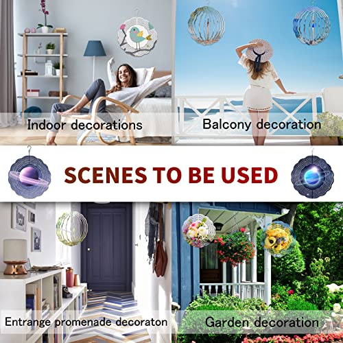 4 Pack 10 Inch Sublimation Wind Spinner Blanks, 3D Aluminum Wind Powered Kinetic Sculpture, Spinner Suspension Trim For Yards & Gardens（Round） #TOP5