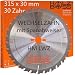 Produktbild Holzboss ® HM-Sägeblatt 30 x Zahn LWZ 315 x 30 mmØ L-Wechselzahn mit Spanabweiser Rückschlagarm HW Kreissägeblatt WZ für Längschnitte Querschnitt Wippsäge Tischkreissäge Feinschnitt Holz