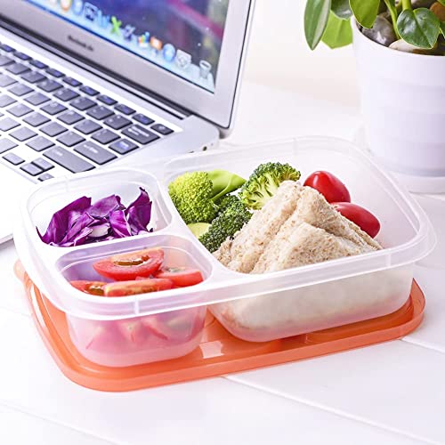 Vonhen 7 Pack Bento Lunch Boxes Reusable 3 Compartment Meal Prep Containers - Leakproof Lunch Container With Lids For Work, And Travel #TOP3