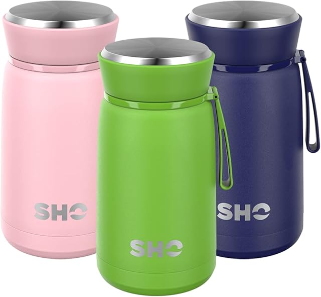 SHO Food Flask - Vacuum Insulated, Double Walled Stainless Steel Food Flask & Food Container and Spork - 10 Hours Hot & 20 Hours Cold - 530ml 800ml - BPA Free (Gecko Green, 800ml)