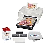 Canon SELPHY CP1300 Compact Photo Printer (White) + Canon KP-108IN Color Ink and Paper Set + Photo4Less Cleaning Cloth - Deluxe Printing Bundle