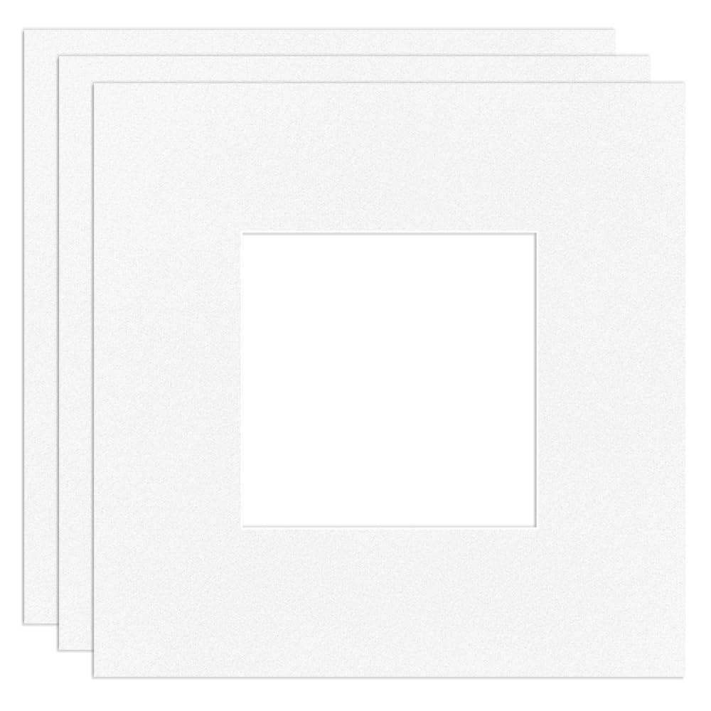 Procut Global 10x10 White Picture Mount to Fit 5x5 Aperture Size - Photo Mounts Sheet Cut to Size - Cardboard Mount for Photos, Posters, Prints & Certificates - UK Made - Pack of 3 — image 1