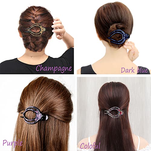 Yusier 4Pcs Heart Style Ponytail Hair Clip Duckbill Clips With Rhinestones Headdresses For Women Diamond Hair Clips With Flower Rhinestone Barrettes Sparkly Prom Hair Clips (Classic) #TOP7