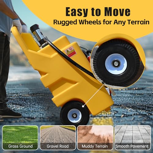 Image of FMCNMech 32 Gallon Diesel Transfer Tank with 12V Electric Pump, 10 GPM Flow, Portable Diesel Fuel Caddy with Auto Shut-off Nozzle & Wheels, Heavy-Duty Diesel Tank for Trucks, Tractors and Construction Equipment