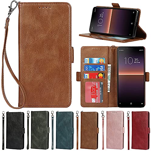 Eastwave ソニー Sony Xperia 10 II SO-41A ケース 手帳型 Sony Xperia 10ii so41a カバー ケース 手帳型 Case カバー ストラップ付き PU皮革 カード収納 横置きスタンド 機能 衝撃吸収 便利 —ブラウン