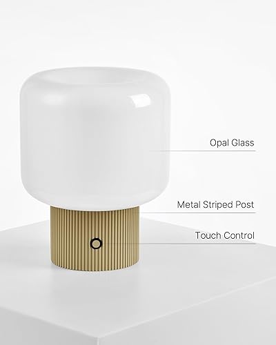 Miniatura 7 de Lámpara de mesa con forma de hongo Halo, 5 W, con pantalla de cristal, 3 temperaturas de color, iluminación ambiental regulable, pequeña luz de