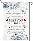 Miss You Dad Heavenly Garden Flags Funeral Remembrance Decoration Dad Funeral Memorial Garden Flags for Cemetery Happy Father's Day in Heaven Banner 12x18 inch Double Side